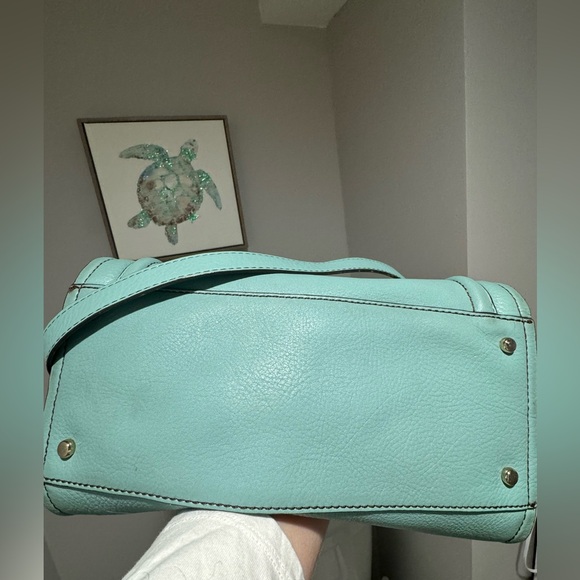 Kate Spade Tiffany Blue Leather Purse Handbag Satchel Work Tote - Picture 5 of 9